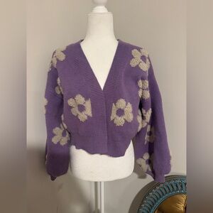 Purple Floral Blue Blush Sweater